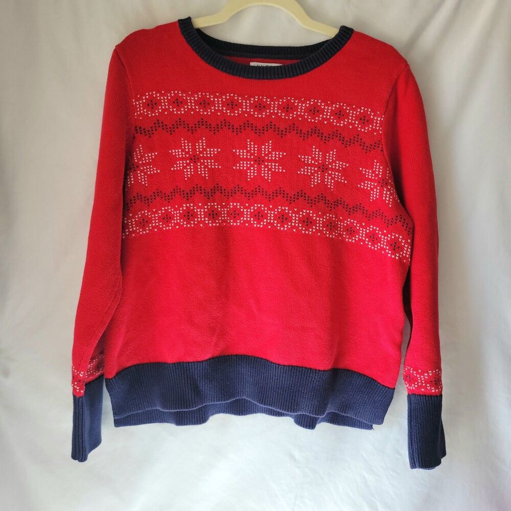 Nautica Christmas Sweater Pullover Fisherman Holiday Snowflake Knit Cottage XL